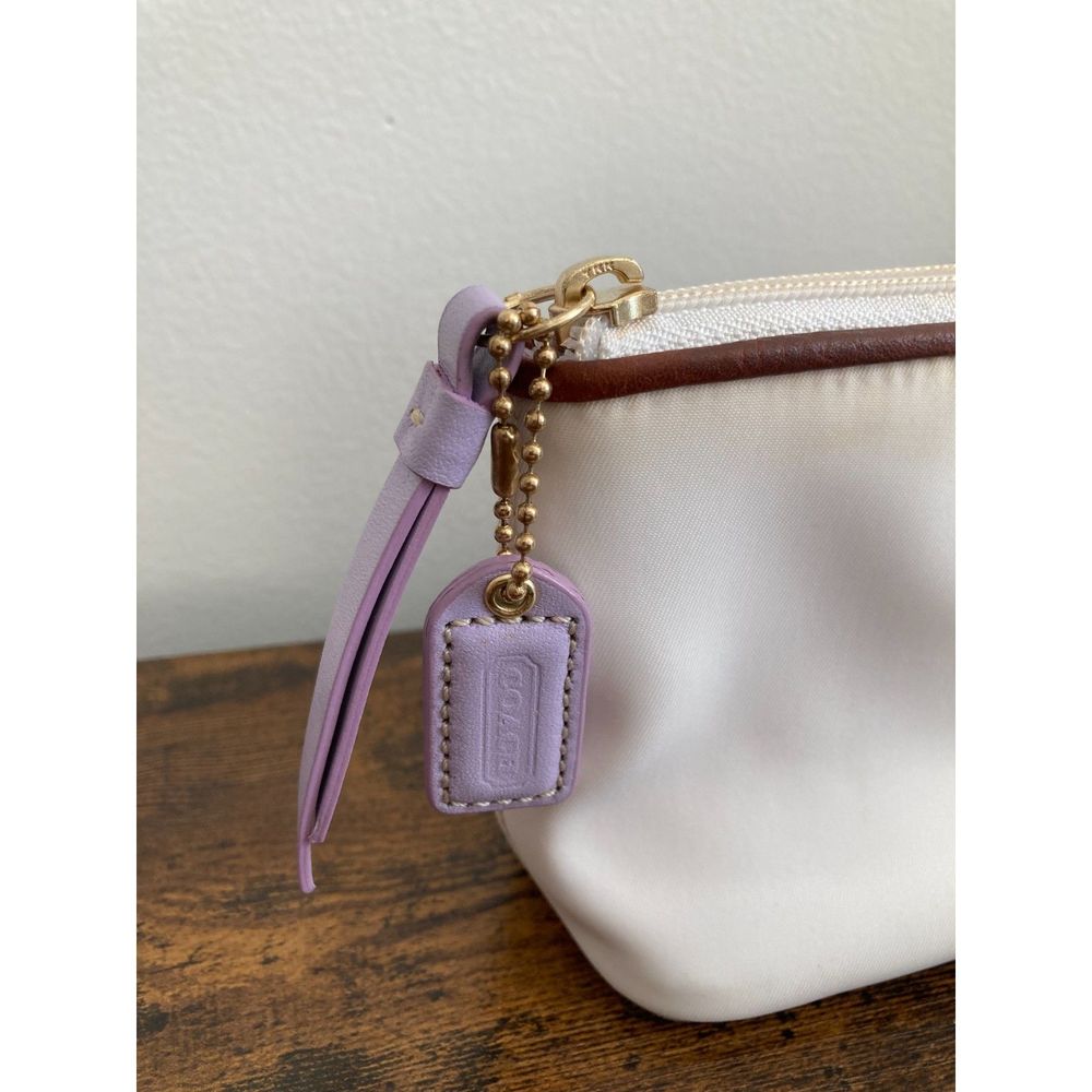 Coach Leatherware Purple & Cream Nylon Pouch Wallet